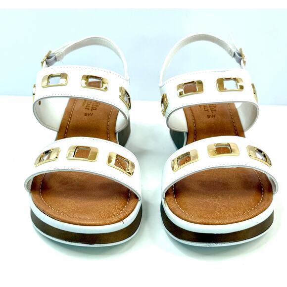 Bella Vita Women's Vic-Italy Wedge Sandals White Leather Size 9W NWT AND BOX - Picture 1 of 7